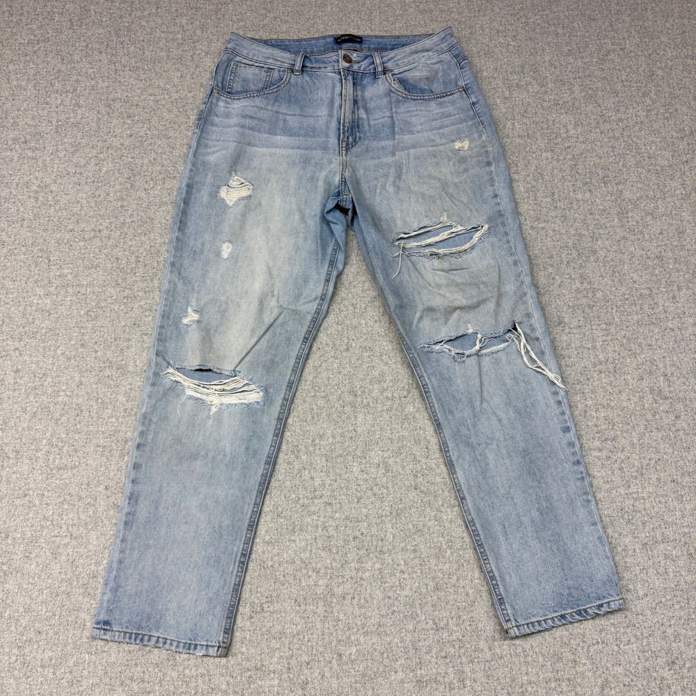 Sincerely Jules Distressed Straight Leg Jeans Size 11/30 Light Wash Blue Ripped